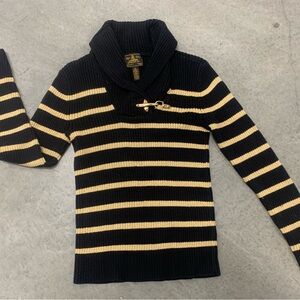 Ralph Lauren Black and Gold Striped Sweater